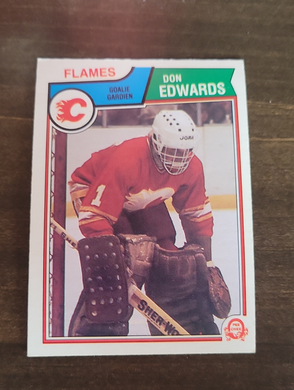 1983/84 OPC Don Edwards Calgary Flames Hockey Card - Red Goalie Trading Card